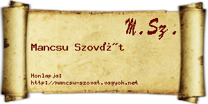Mancsu Szovát névjegykártya